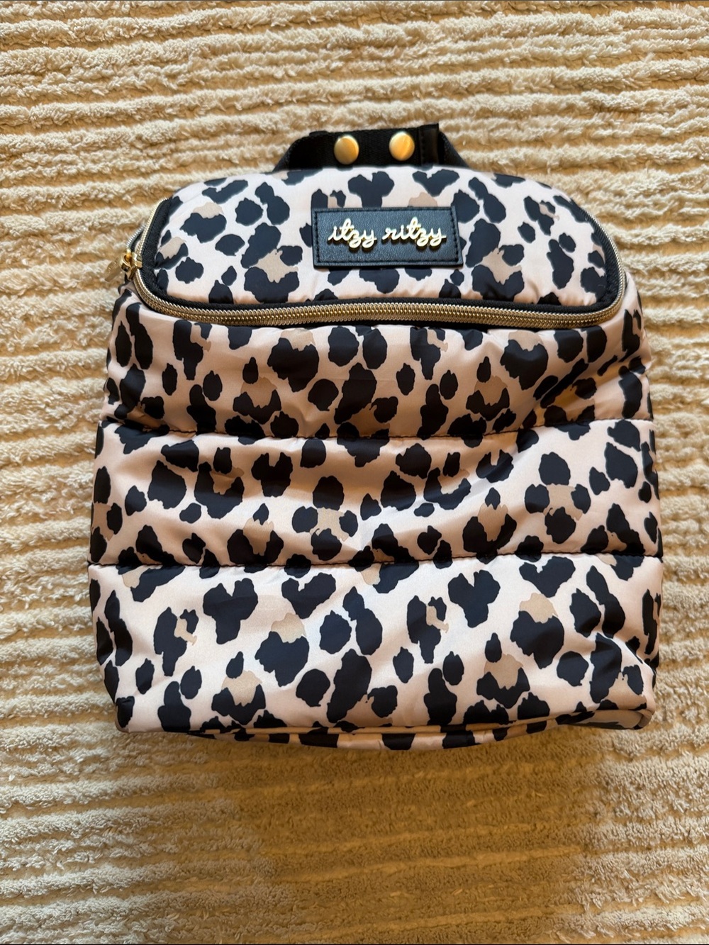 Itzy Ritzy Cream and Black Leopard Bottle Bag